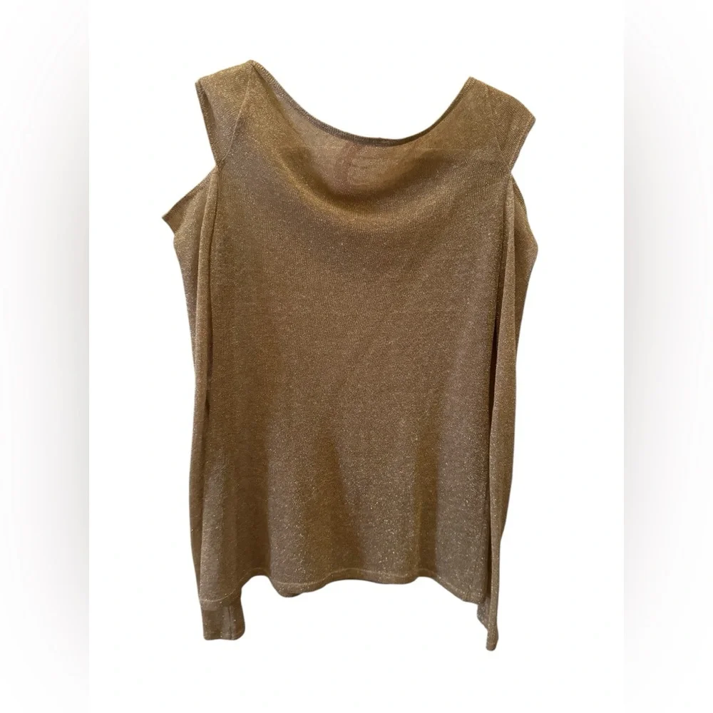 Bailey 44 black sabbath top gold sparkle cold shoulder S $125 sweater l/s linen - Picture 3 of 10